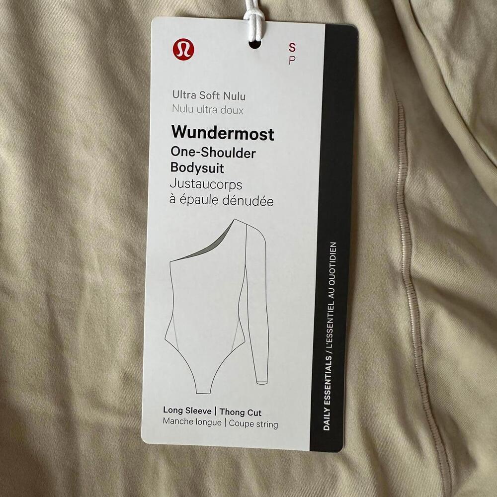 Lululemon Wundermost Nulu Long-Sleeve One-Shoulder Bodysuit Mojave Tan S NWT - Picture 4 of 6